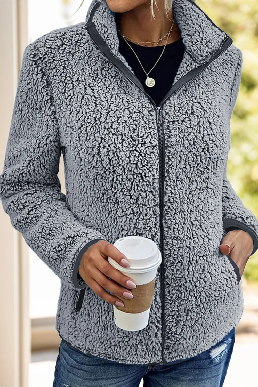 Pocketed Zip Up Turtleneck Jacket, image 13