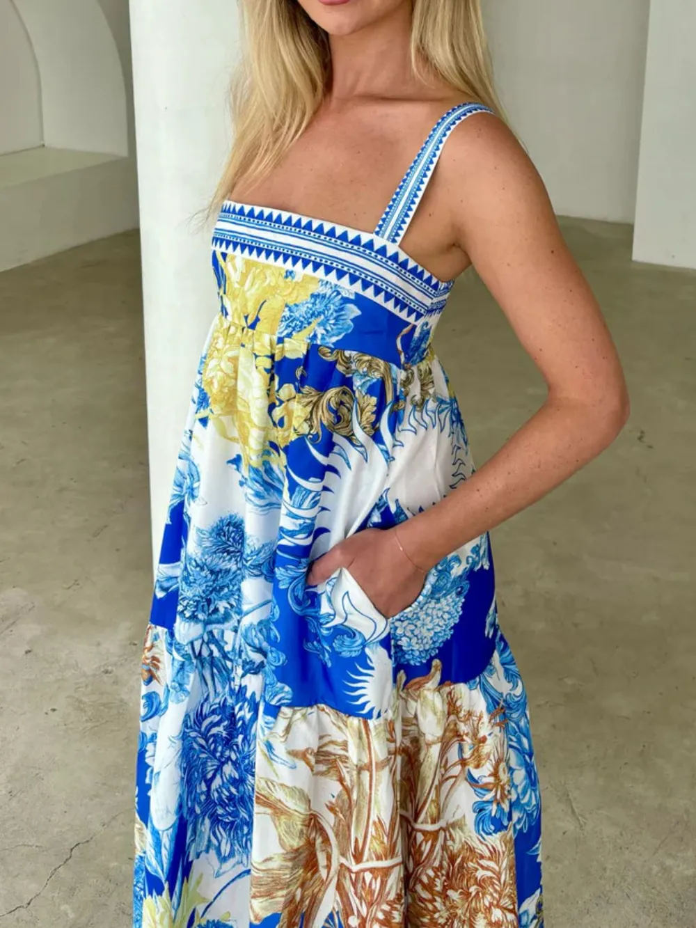 Pocketed Printed Sleeveless Cami Dress, image 6