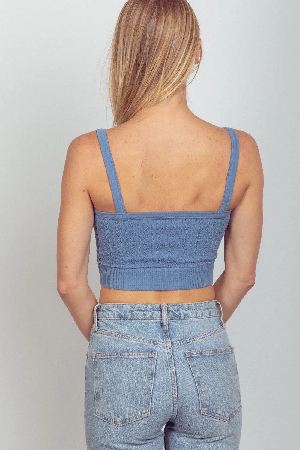 Cable Knit Seamless Cropped Cami, image 2