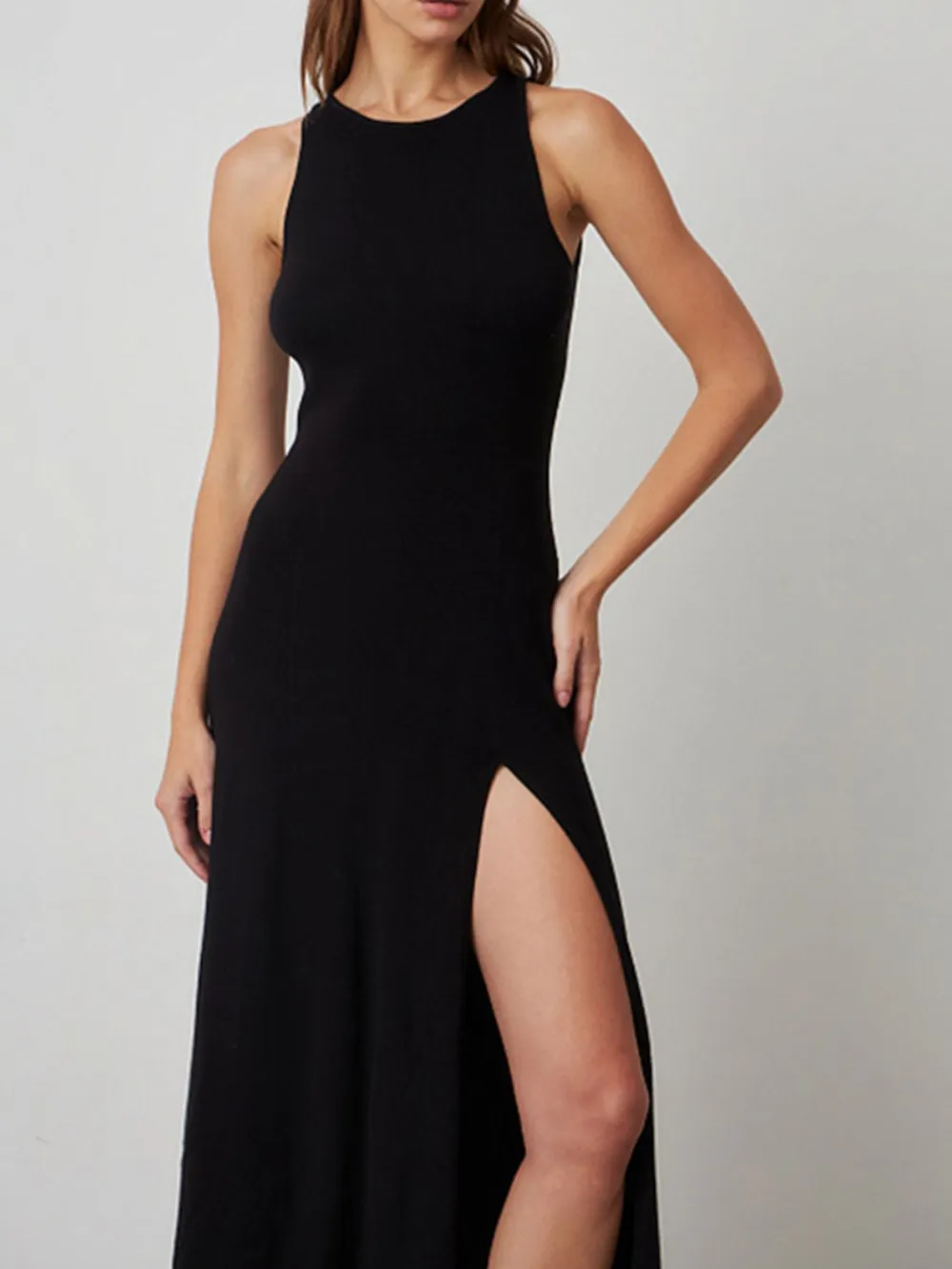 Side Slit Round Neck Sleeveless Dress, image 8