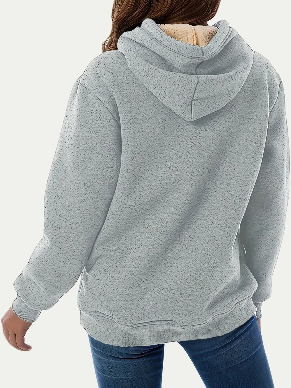 Drawstring Long Sleeve Hoodie with Kangaroo Pocket, image 14