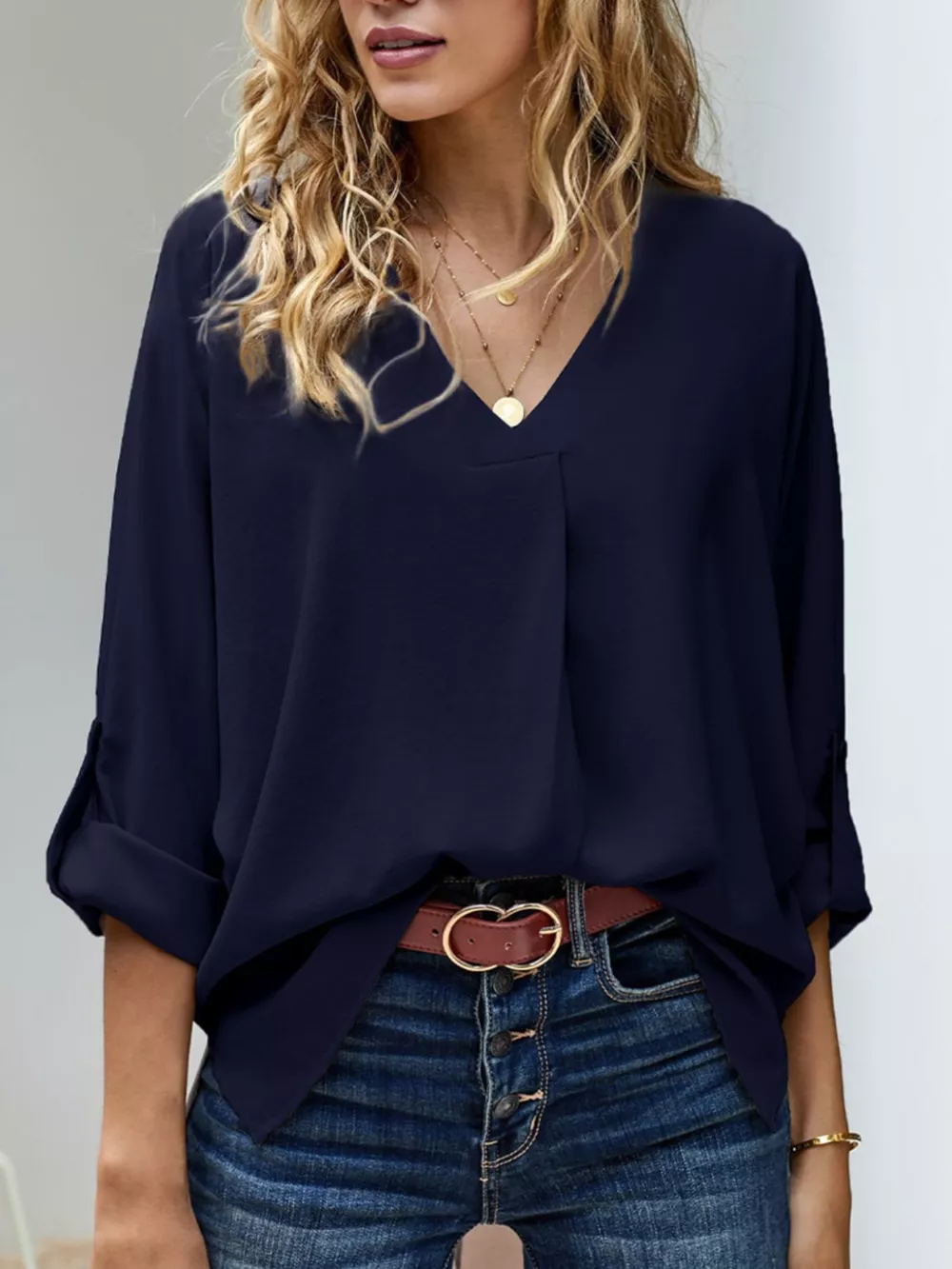 Elegant V-Neck Long Sleeve Blouse, image 6