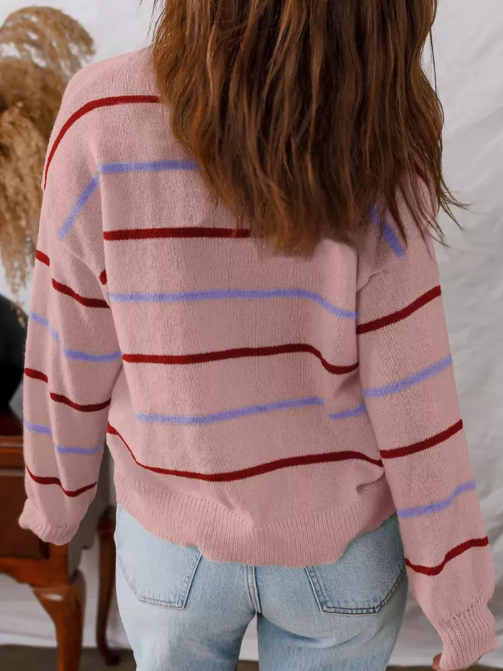 Striped Knit Round Neck Sweater, image 6