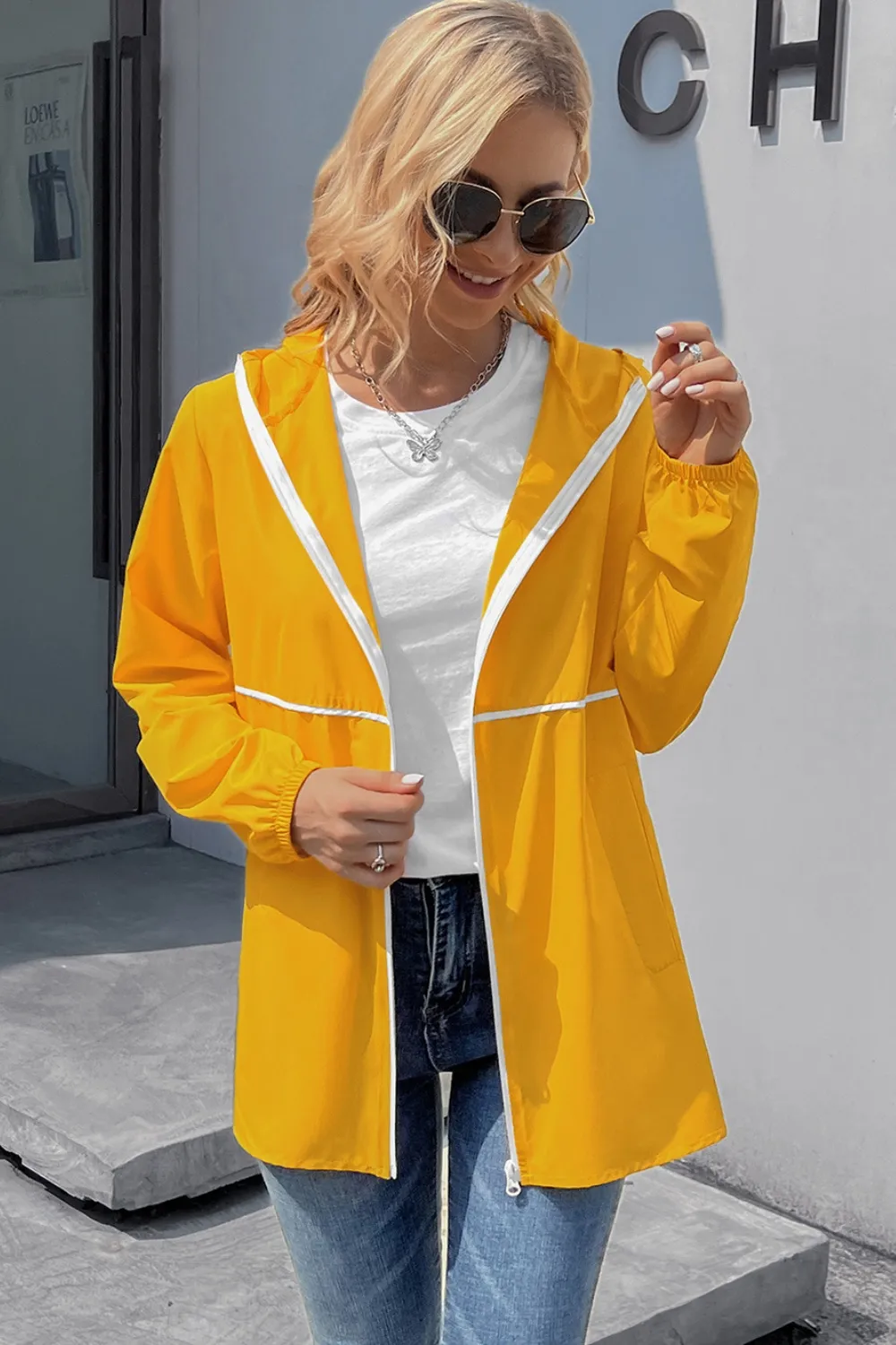 Zip Up Long Sleeve Hooded Watertight Jacket, image 2