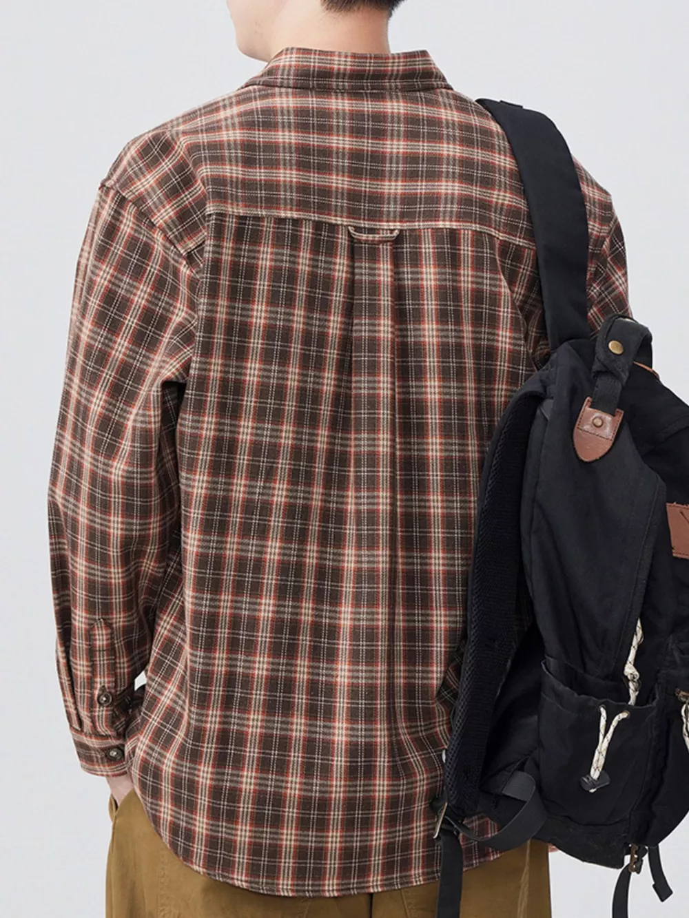 Men's Plus Size Casual Plaid Long Sleeve Shirt, image 3
