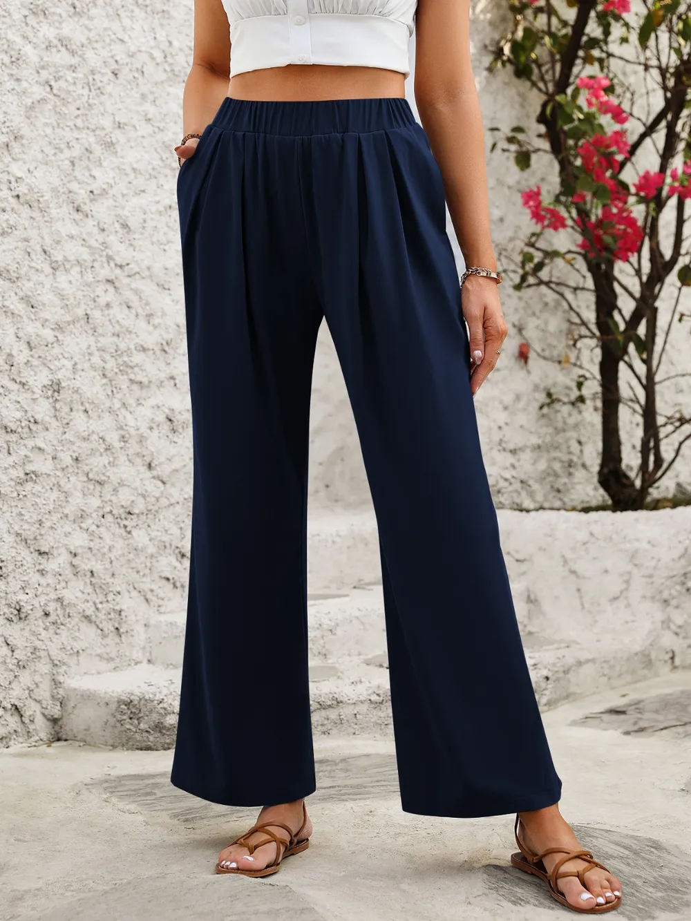 Elastic Waist Wide Leg Pants, image 15