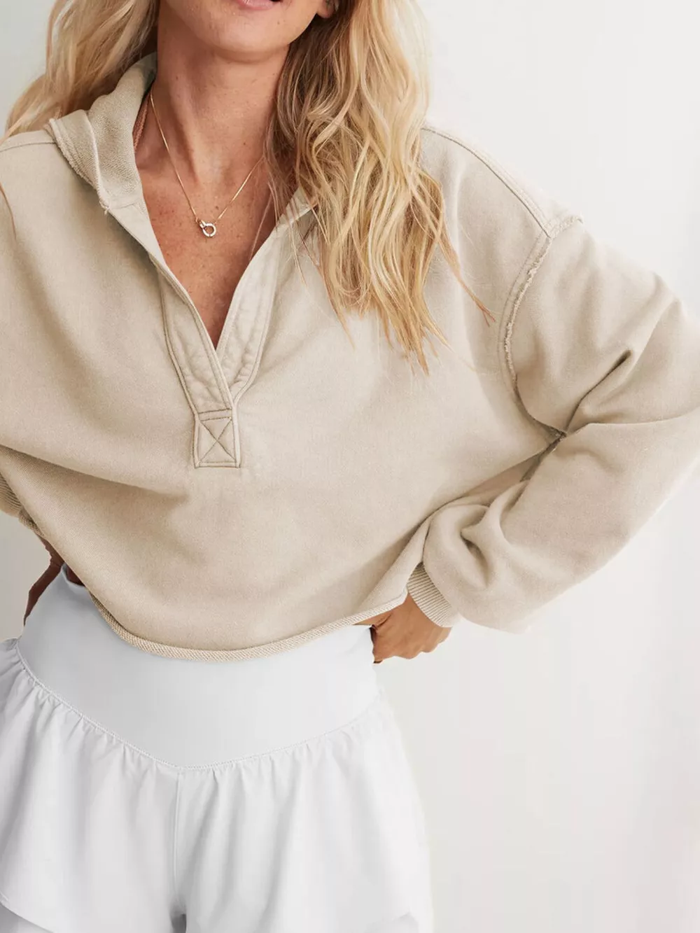Exposed Seam Dropped Shoulder Hoodie, image 11