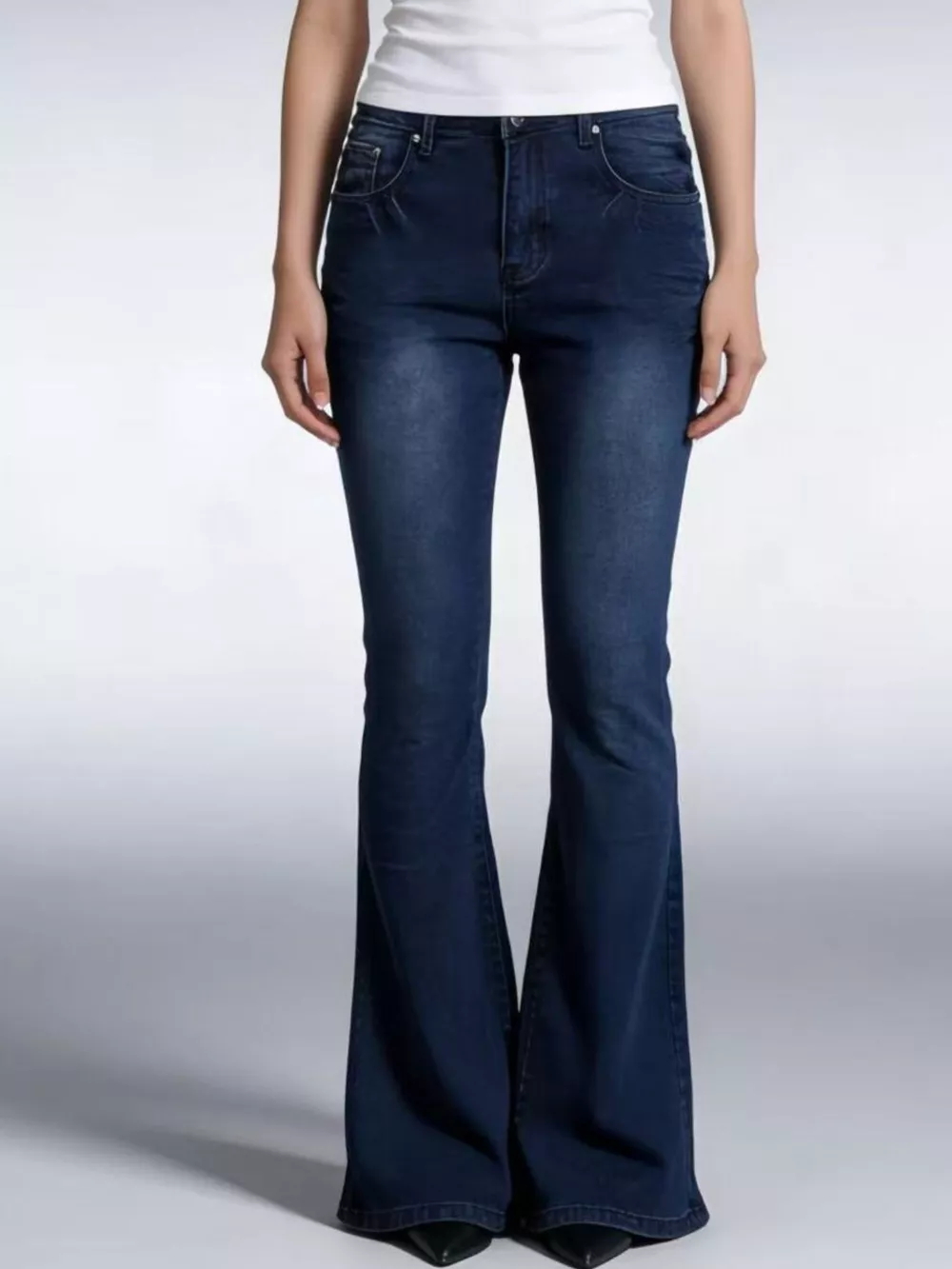 Full Size Vintage Wash High-Waisted Flare Jeans Plus Size, image 12