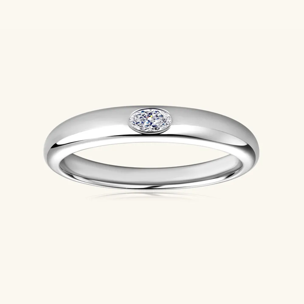 925 Sterling Silver Inlaid Moissanite Ring, image 11