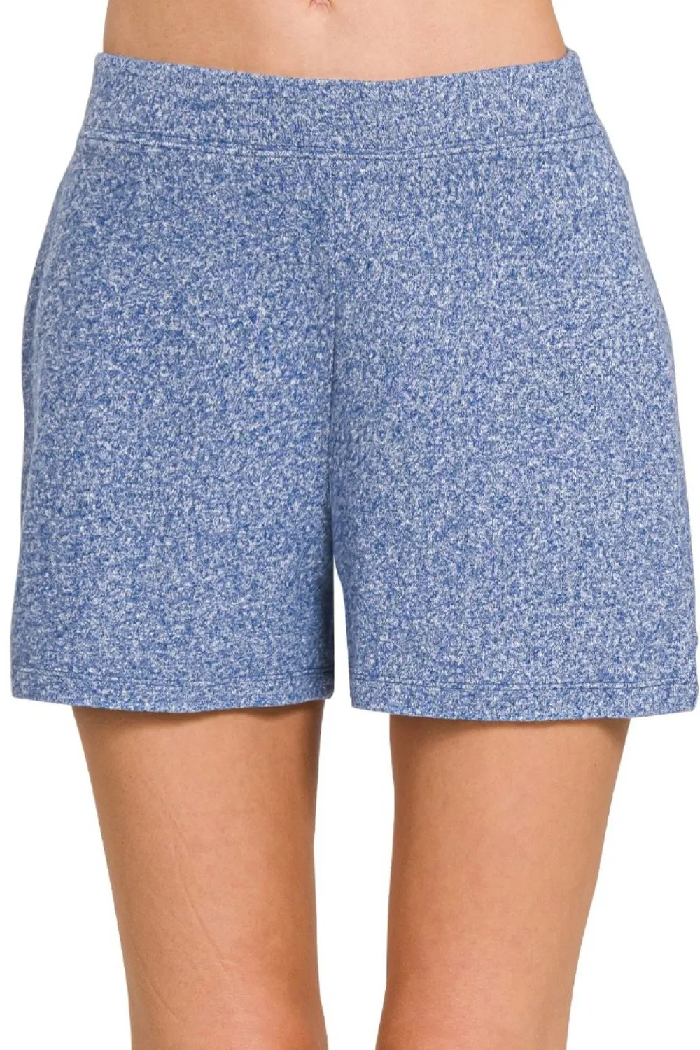 Soft Melange Hacci Elastic Waisted Shorts