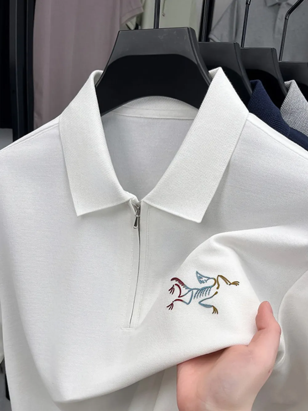 Men's Quarter Zip Short Sleeve Polo, image 5
