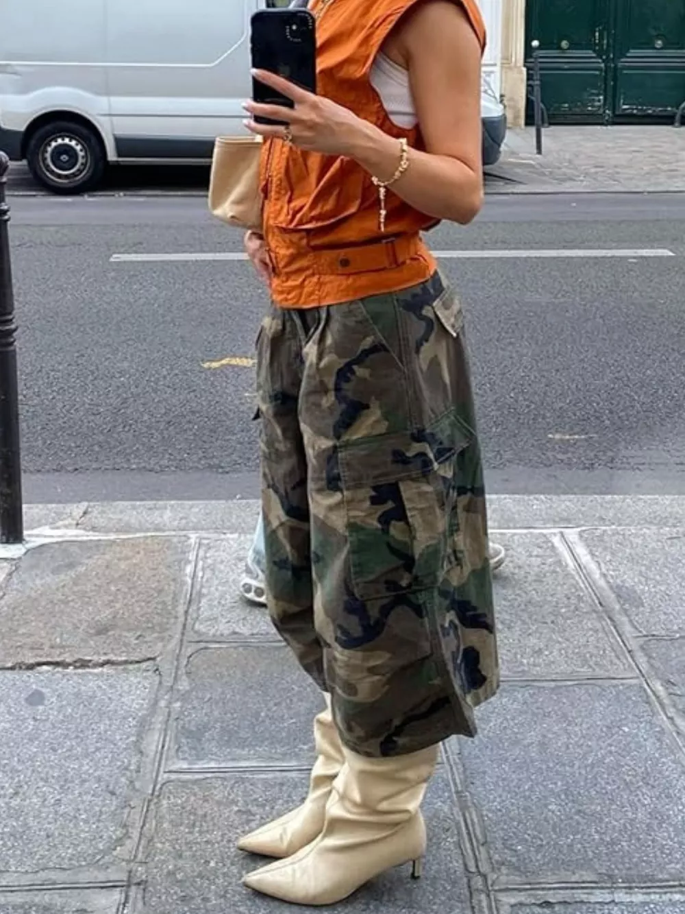 Camouflage Cargo Cropped Pants, image 3