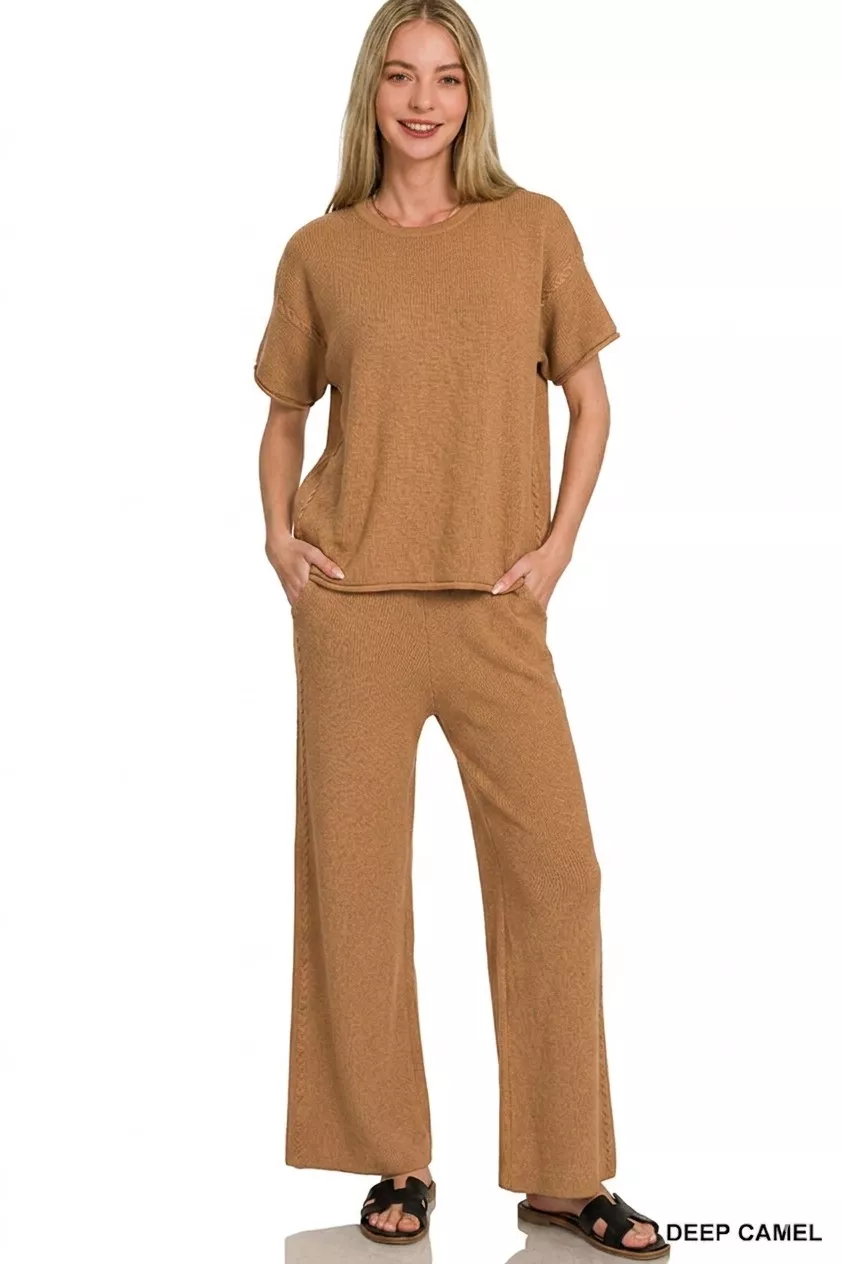 Viscose Round Neck Top & Pants Set