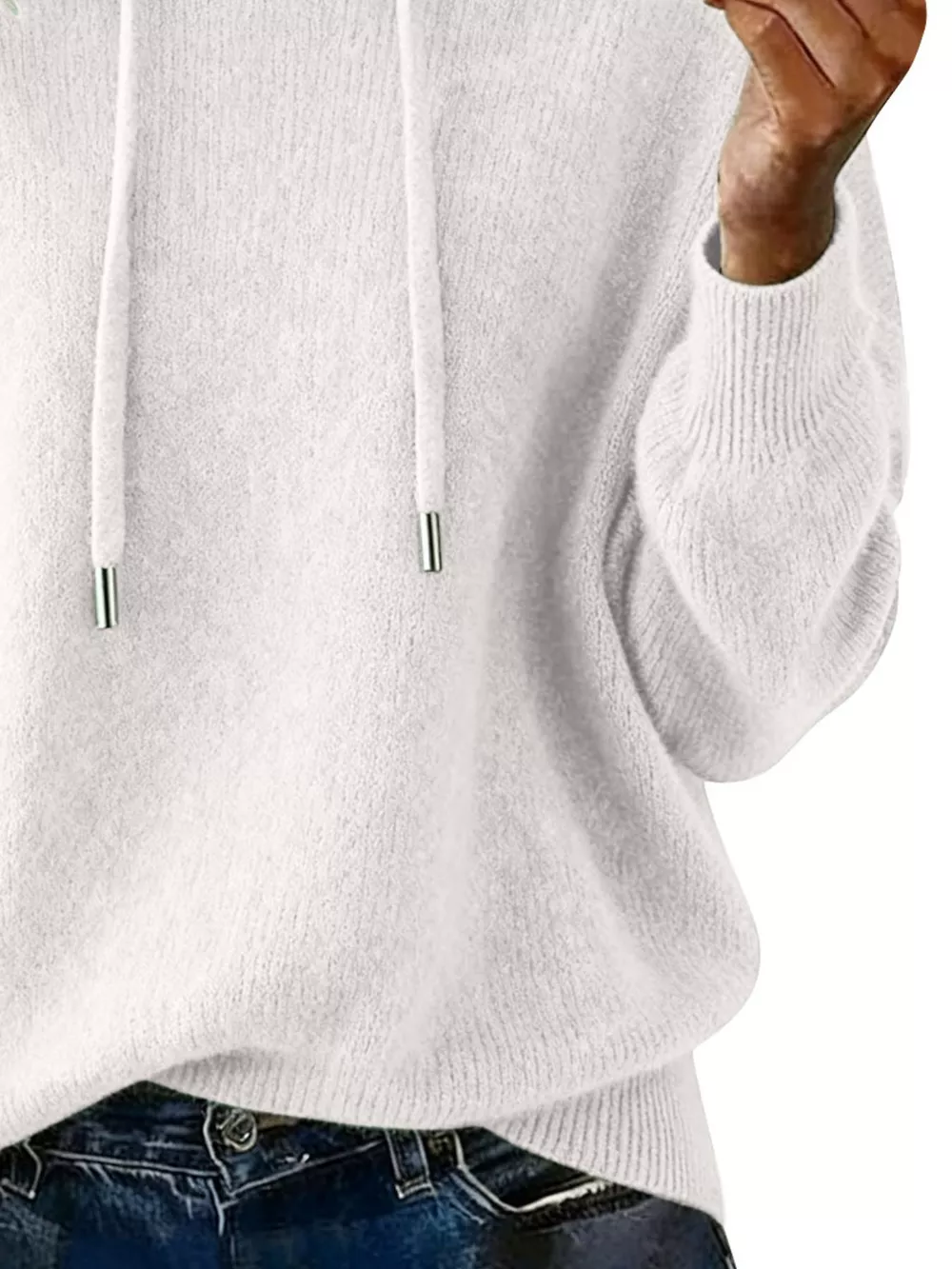 Drawstring Long Sleeve Hooded Sweater, image 11