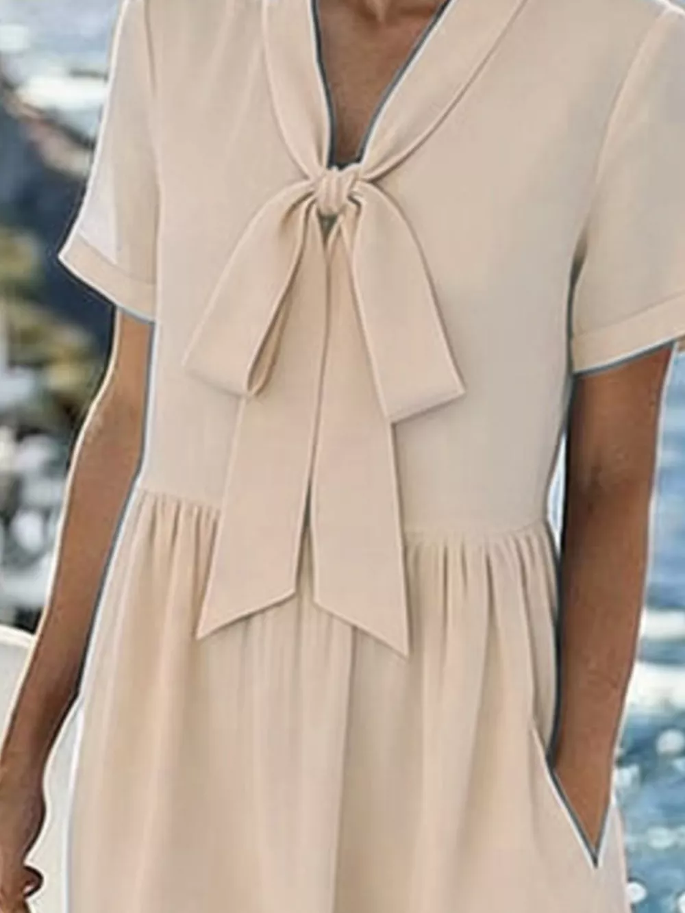 Bow-Tie Short Sleeve Midi Dress, image 4
