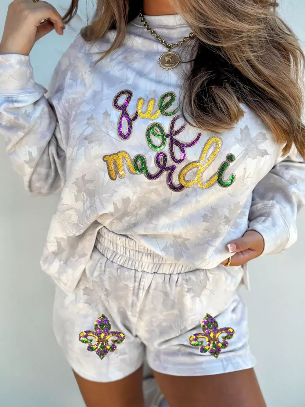 Queen of Mardi Gras Top and Shorts Set, image 2
