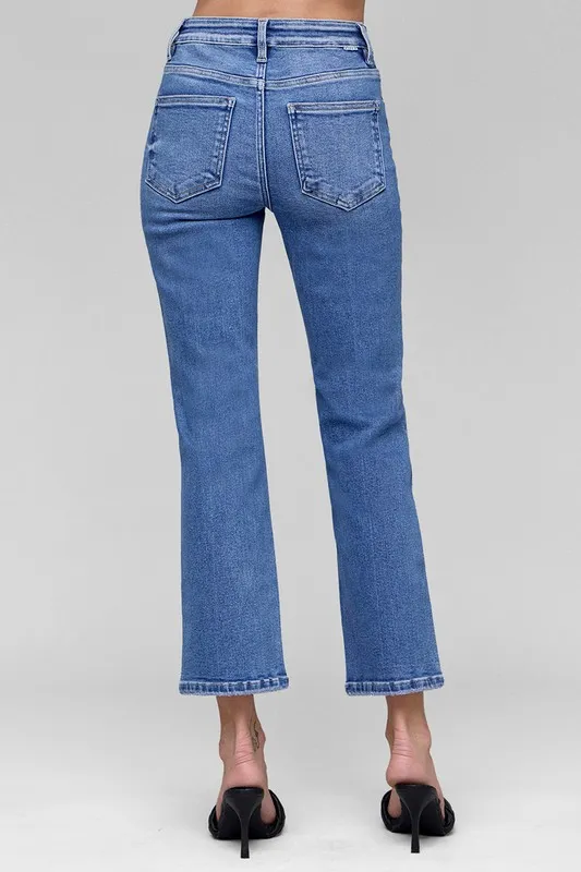 Full Size Tummy Control High Rise Crop Straight Jeans Plus Size, image 4