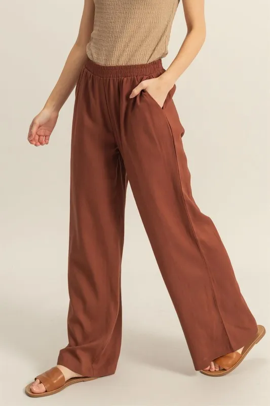 Elastic Waist Wide Leg Pants, image 2