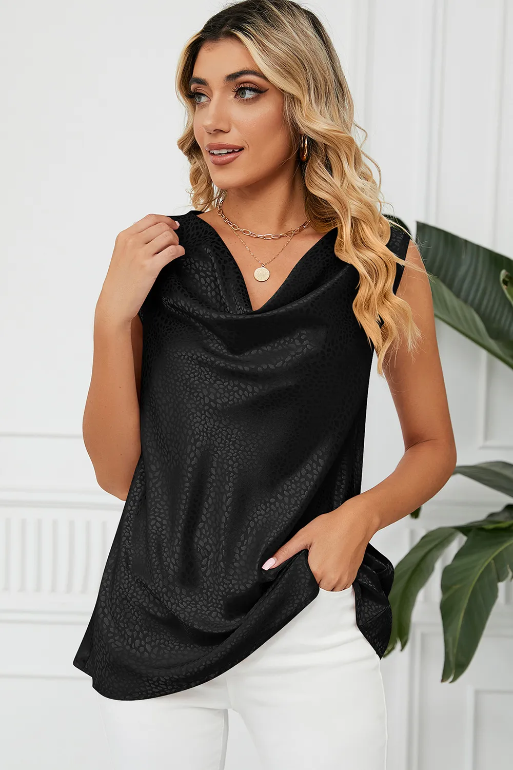 Ruched Cowl Neck Tank, image 6