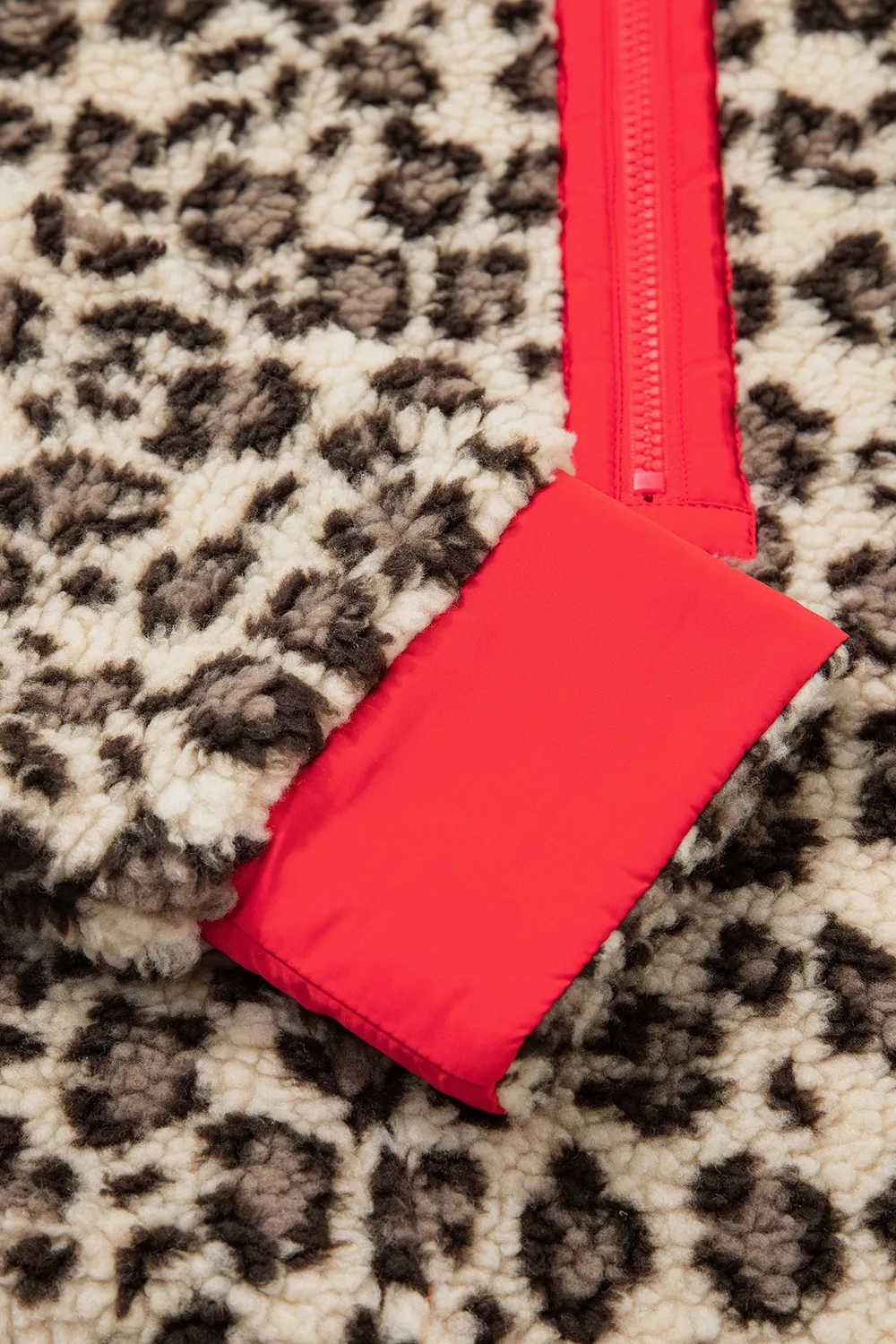 Leopard Print Zip-Up Red Accents Pockets Sweatshirt, image 19