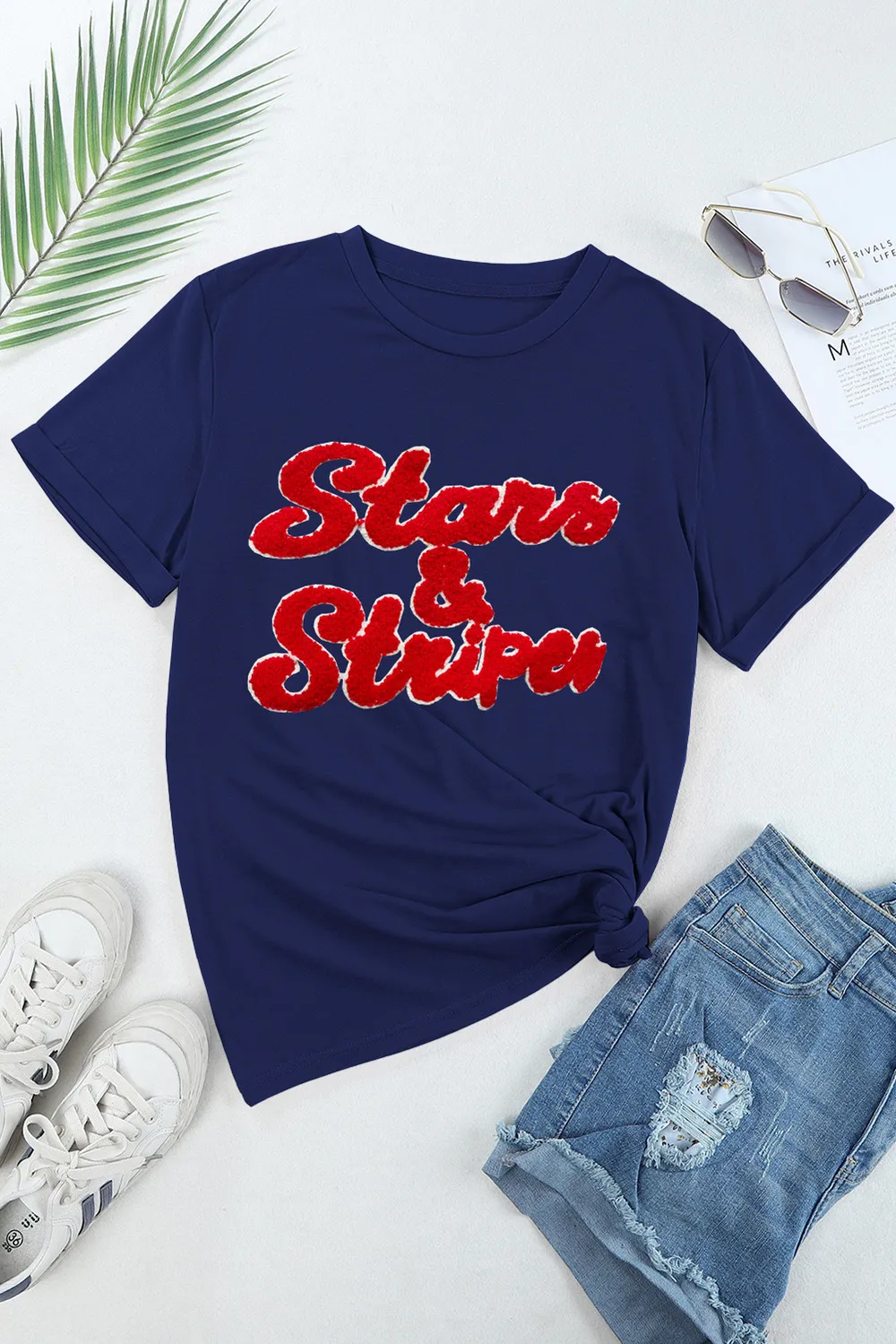 Letter Round Neck Short Sleeve T-Shirt, image 2