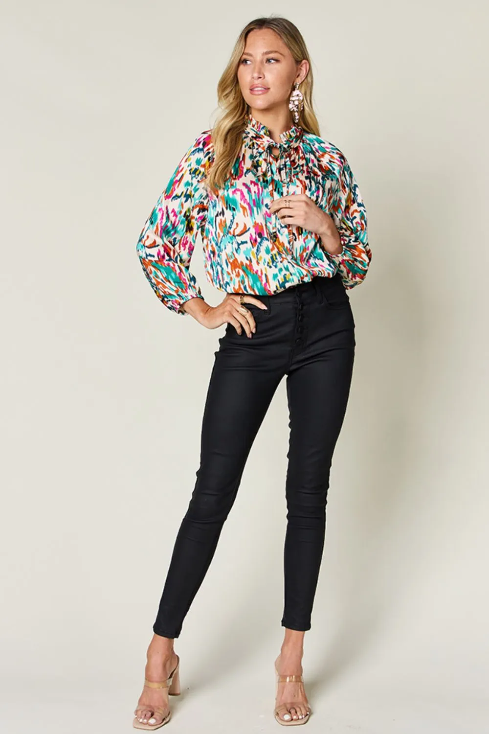 Full Size Printed Button Up Long Sleeve Shirt, image 10