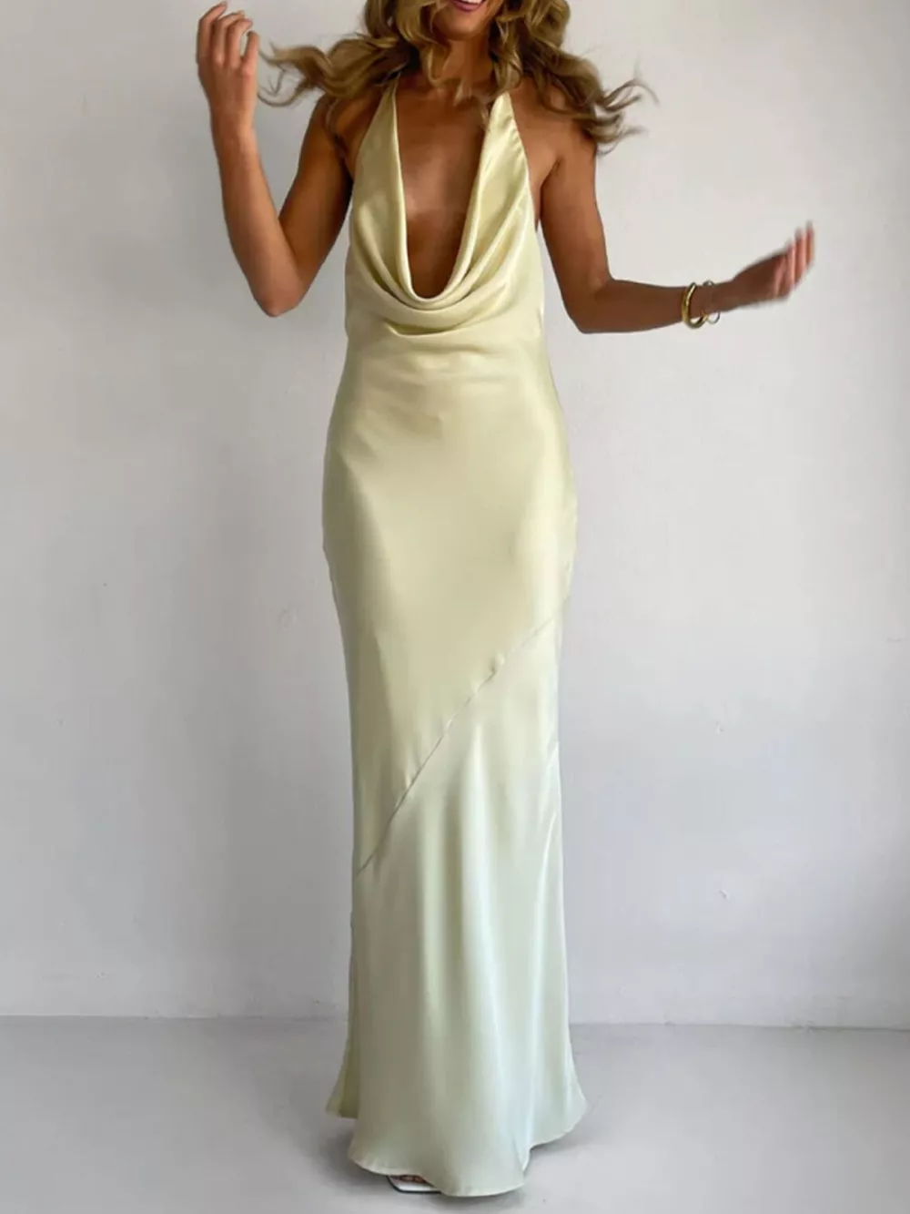 Halter Neck Satin Maxi Dress, image 22