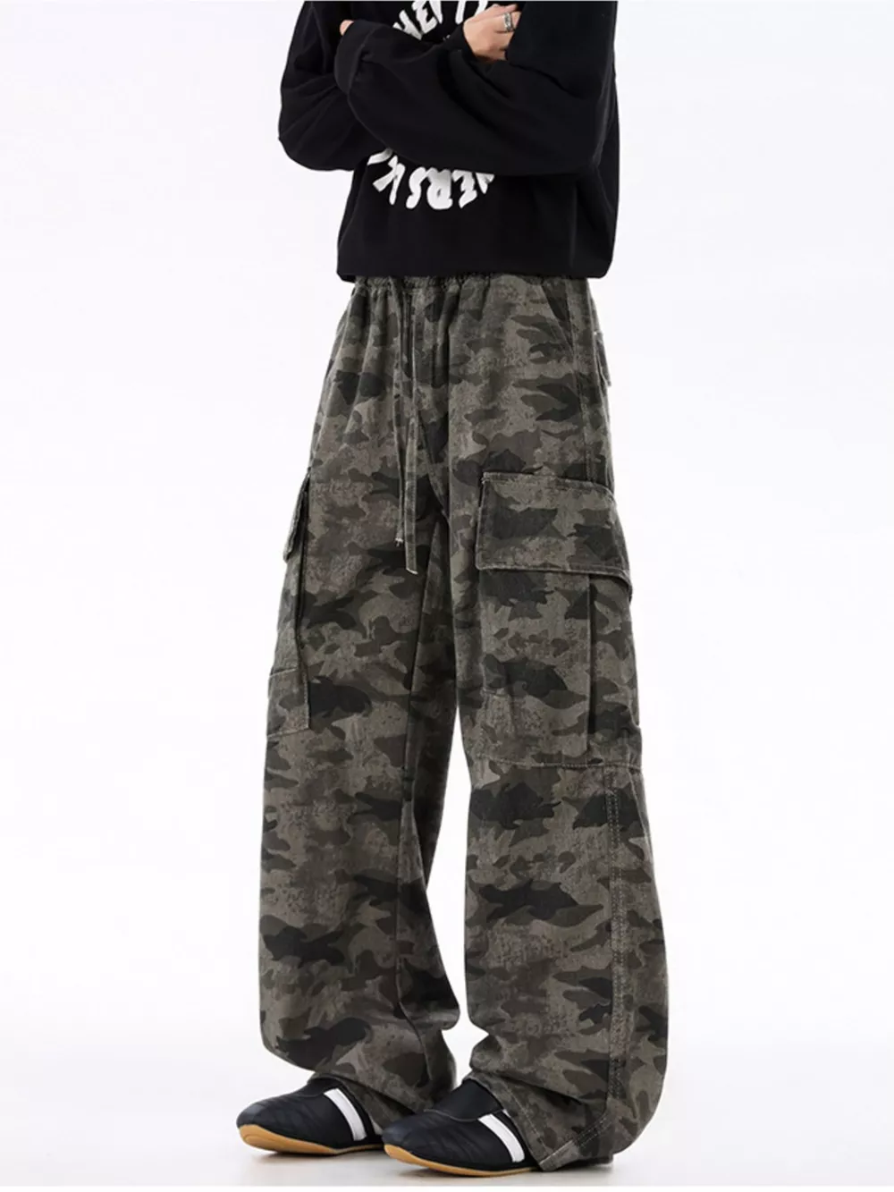 Men's Plus Size Camouflage Wide Leg Pants, image 2