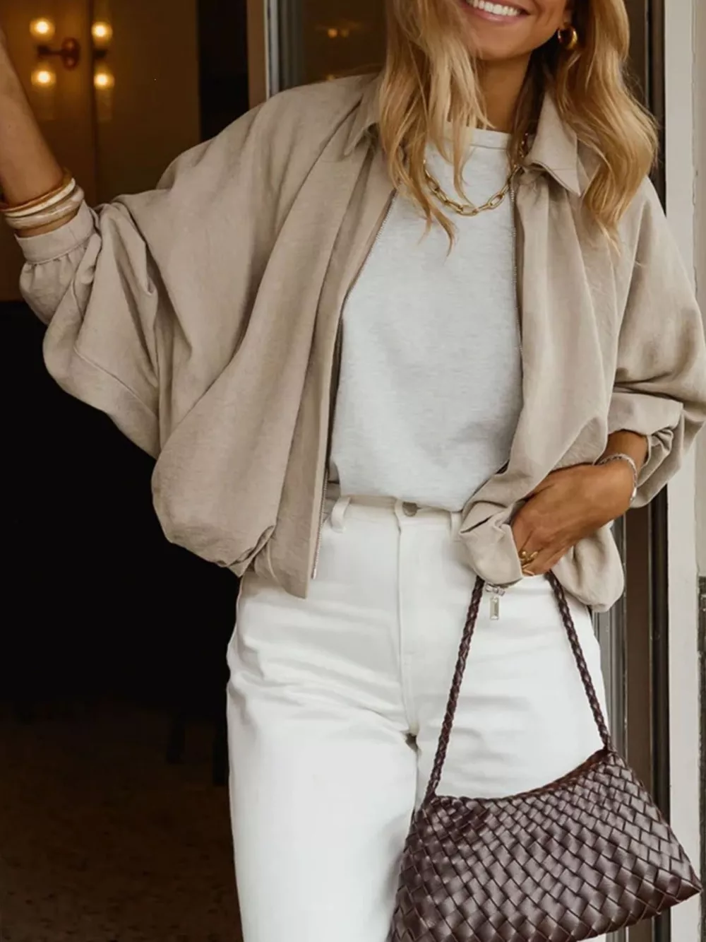 Zip Up Long Sleeve Bomber Jacket, image 4