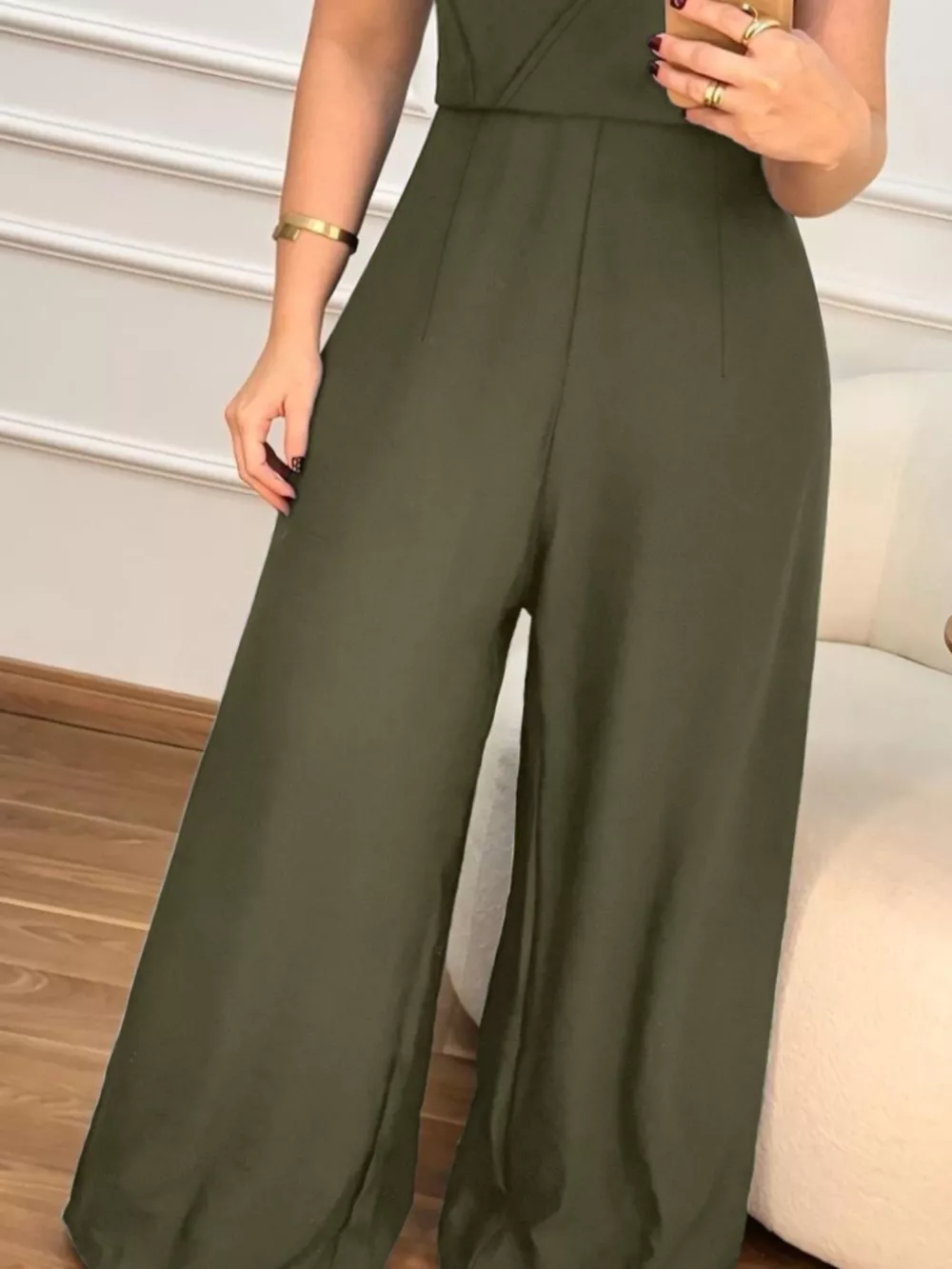 Plus Size Smocked Wide Leg Jumpsuit, image 4