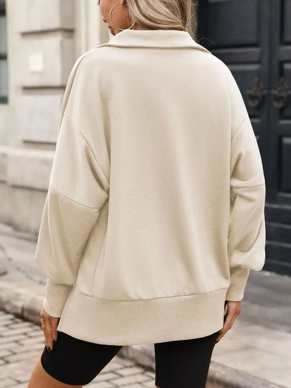 Side Slit Half Snap Sweatshirt, image 3