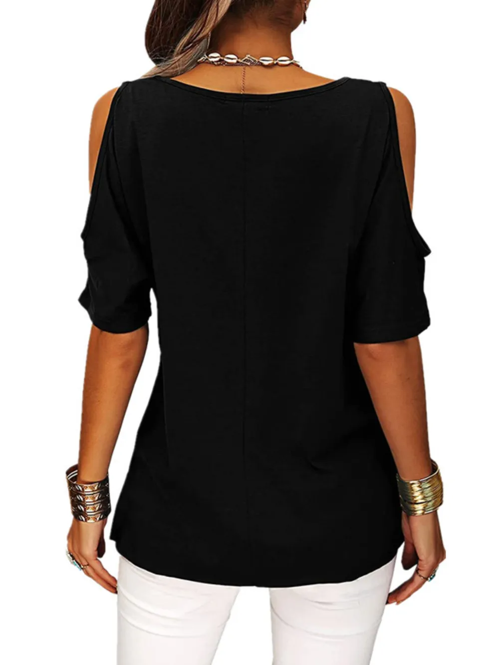 Full Size Crisscross Cold Shoulder Casual T-Shirt Plus Size, image 7