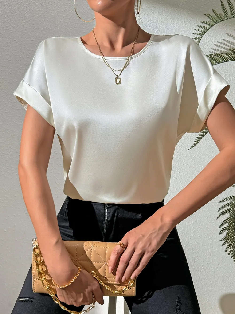 Round Neck Short Sleeve Blouse, image 6