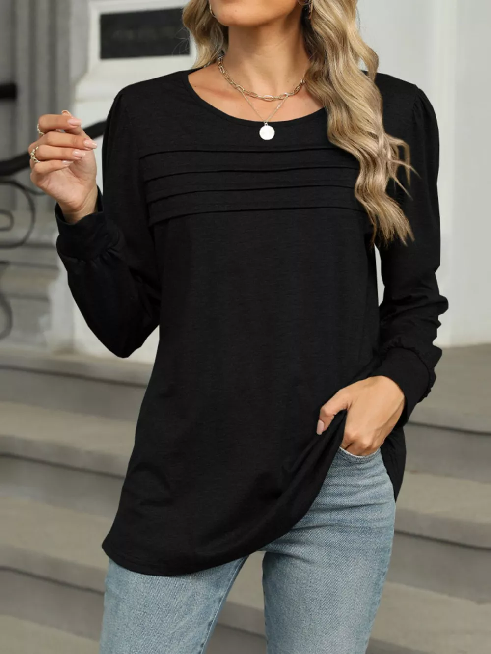 Long Sleeve Round Neck T-Shirt, image 8