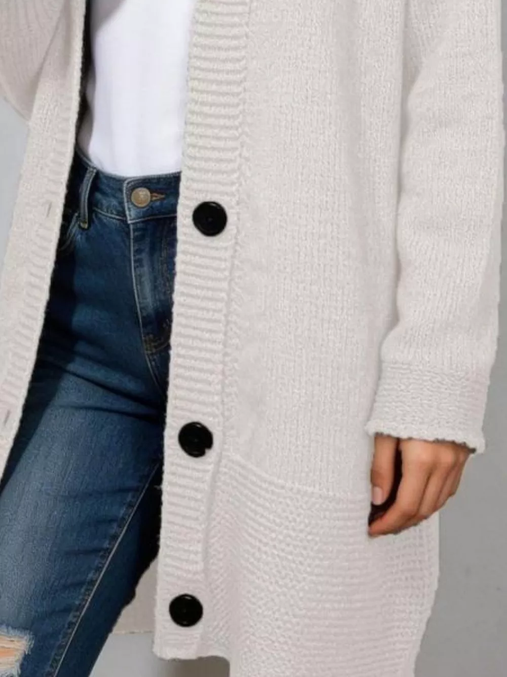 Full Size Casual Hooded Button-Down Knit Cardigan Plus Size, image 5