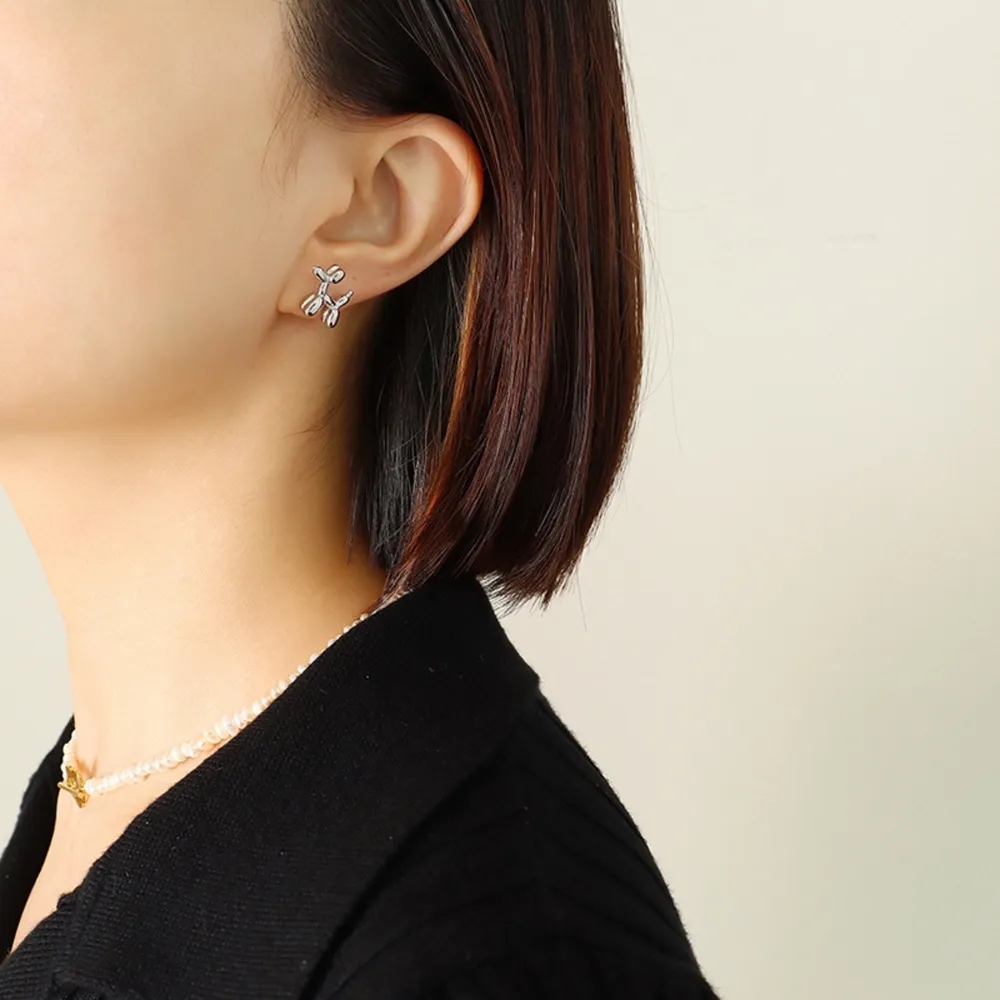 18K Gold-Plated Titanium Steel Puppy Shape Stud Earrings, image 4