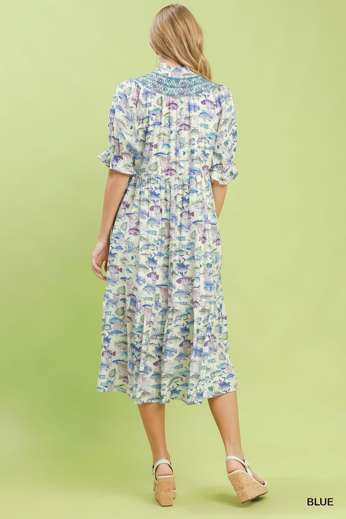 Print Tiered Midi Dress, image 3
