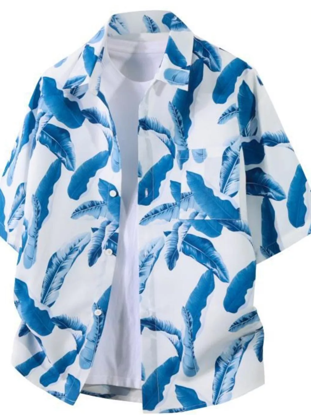 Men's Plus Size Tropical Print Short Sleeve Casual Shirt, image 8