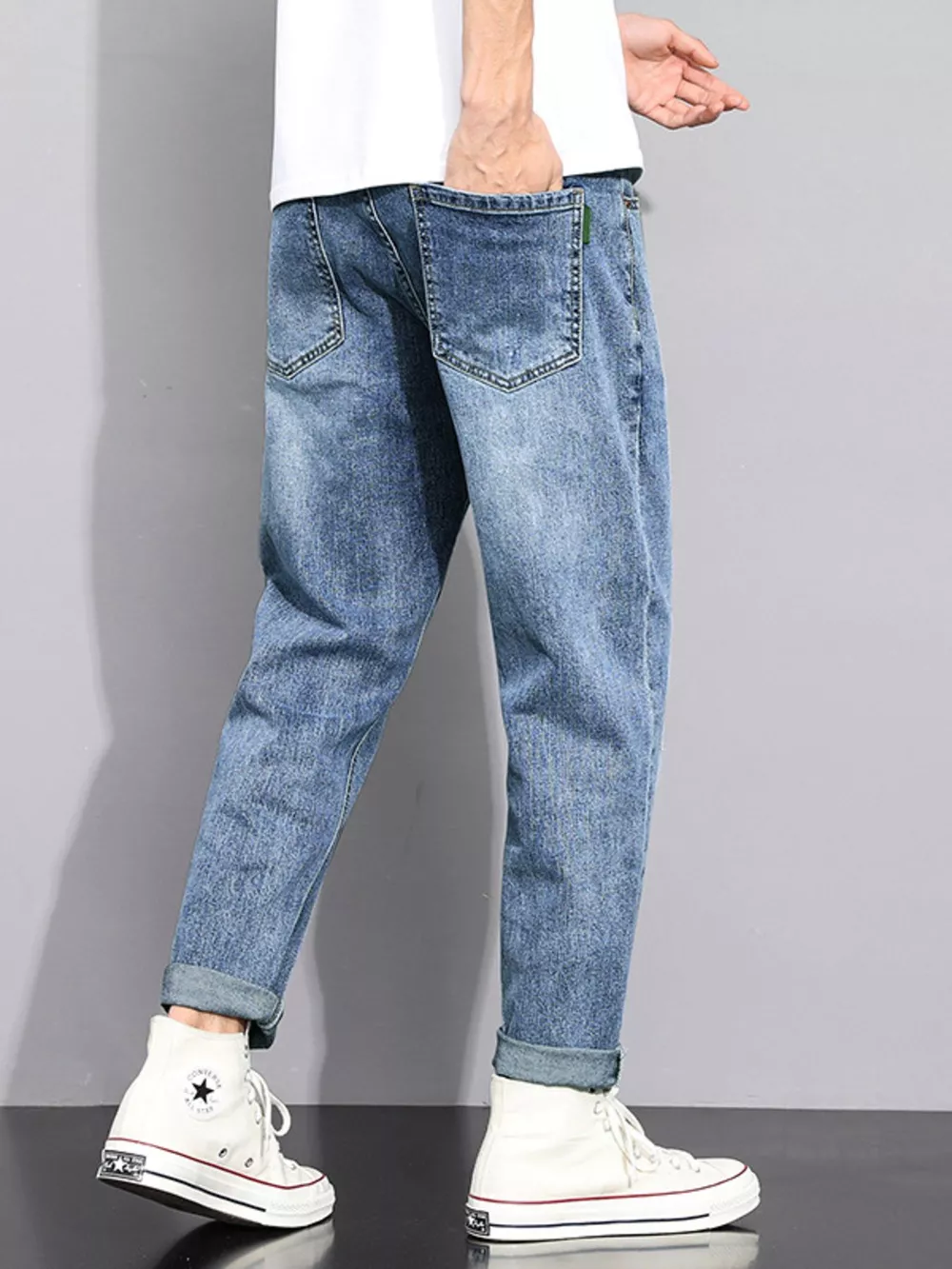 Men's Washed Straight Leg Jeans, image 6
