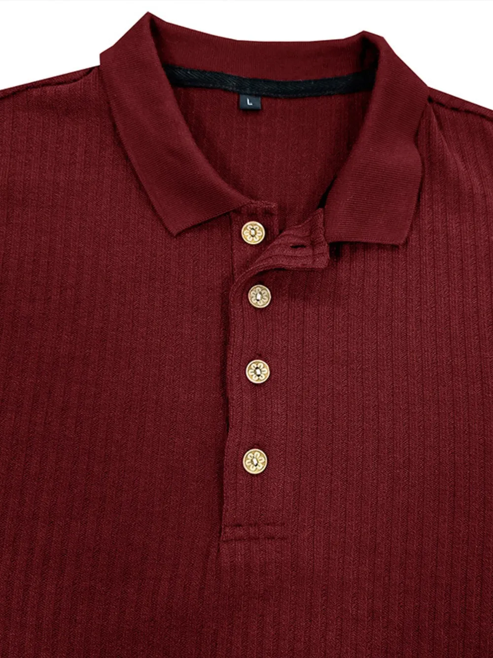 Men's Ribbed Knit Long Sleeve Polo, image 4