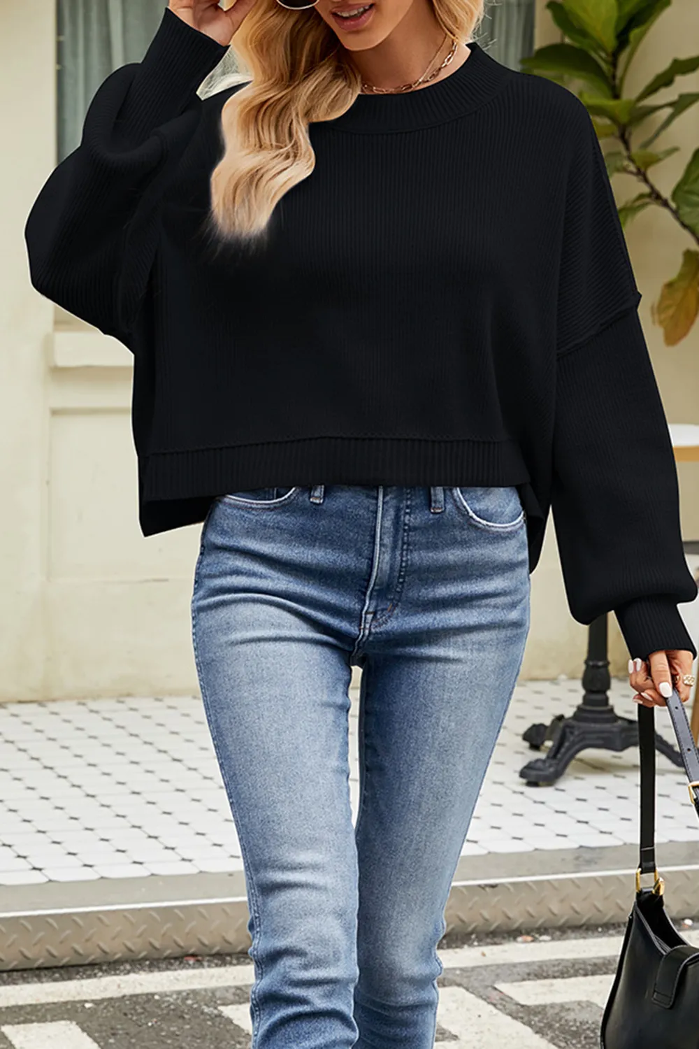 Round Neck Dropped Shoulder Sweater, image 32