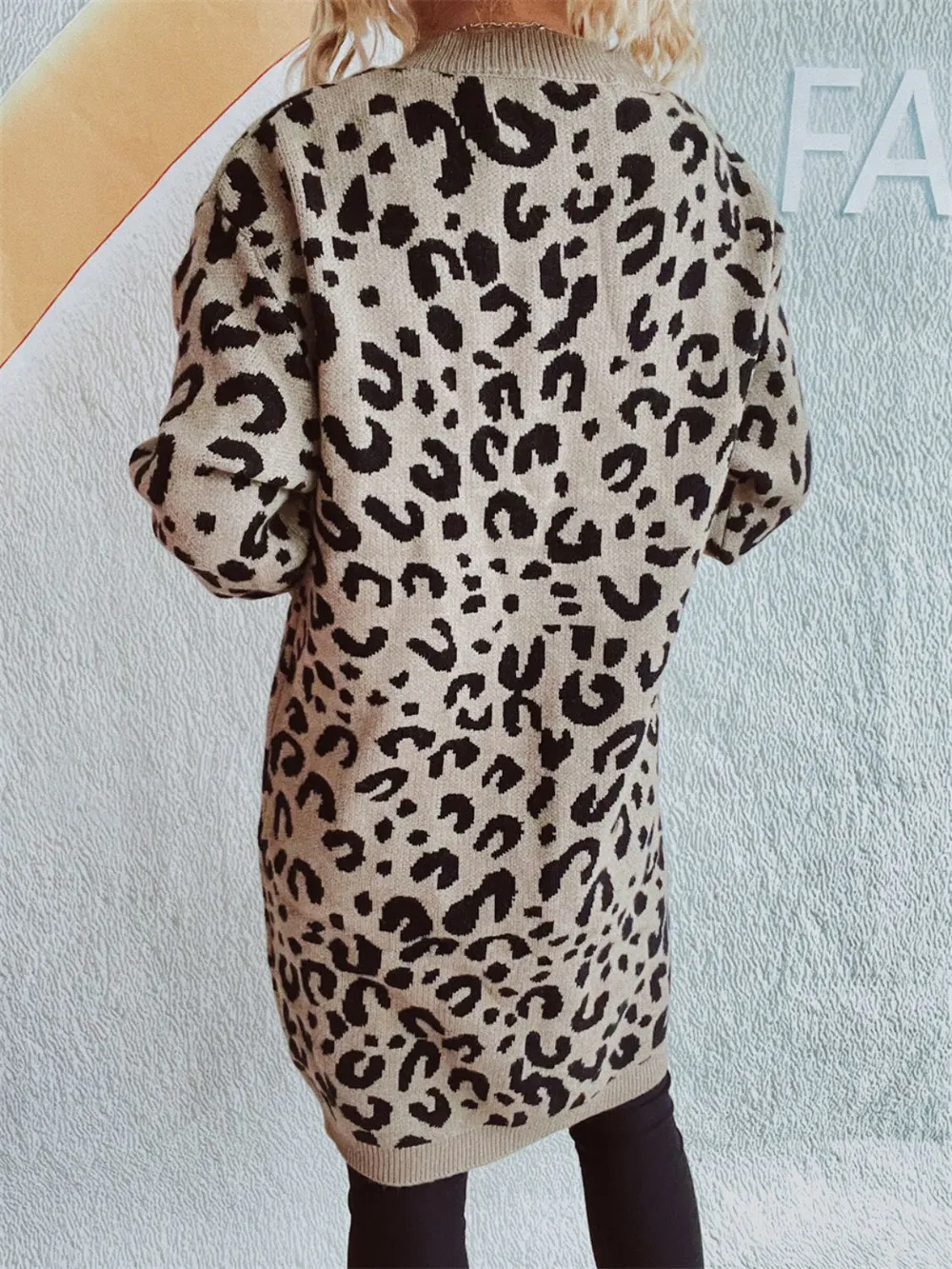 Leopard Round Neck Long Sleeve Sweater, image 12