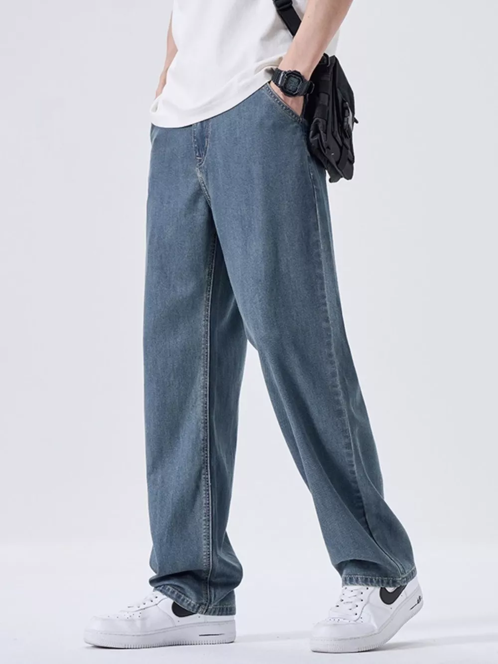 Men's Wash Wide Leg Jeans, image 3