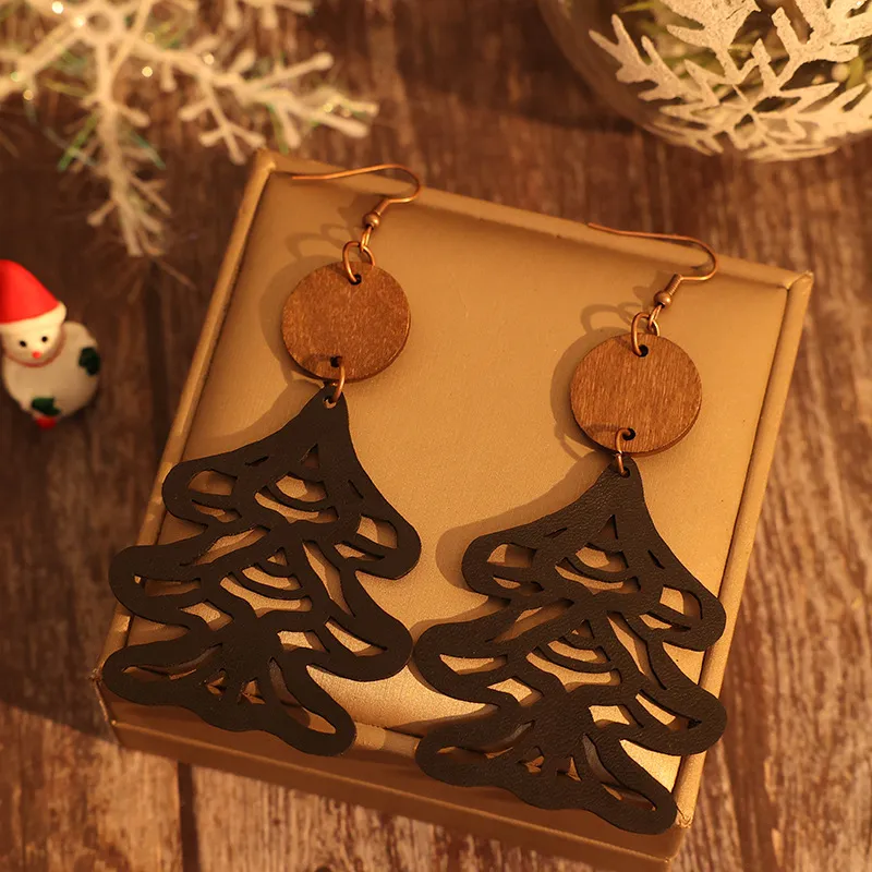 Wooden Cutout Tree Shape Earrings, image 3