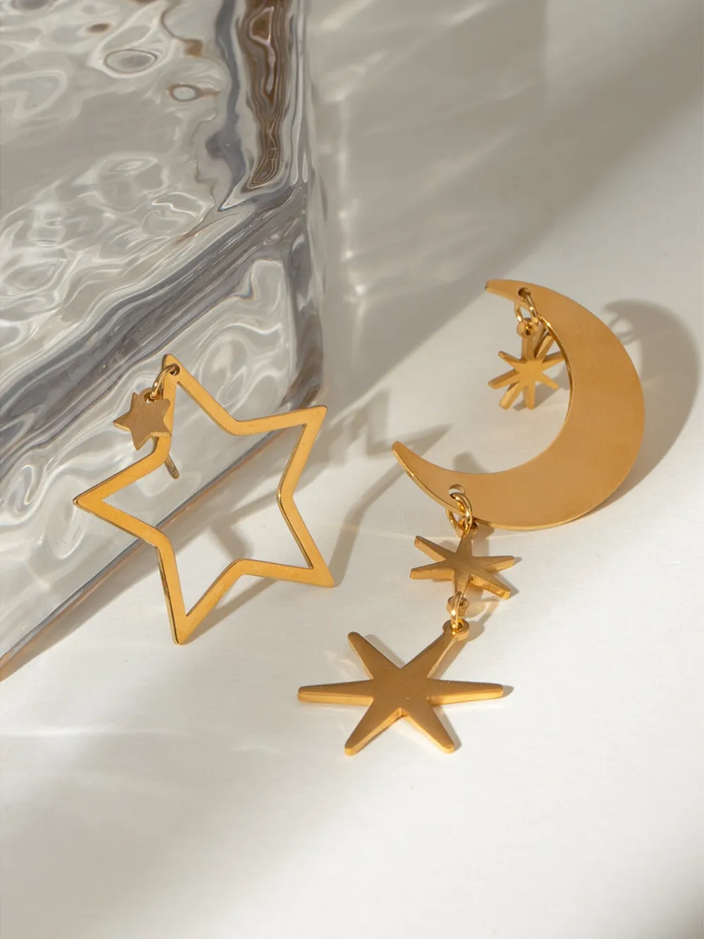 18K Gold-Plated Moon & Star Dangle Earrings, image 7