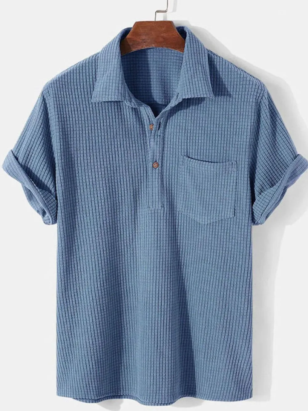 Men's Full Size Textured Short Sleeve Polo Plus Size, image 5