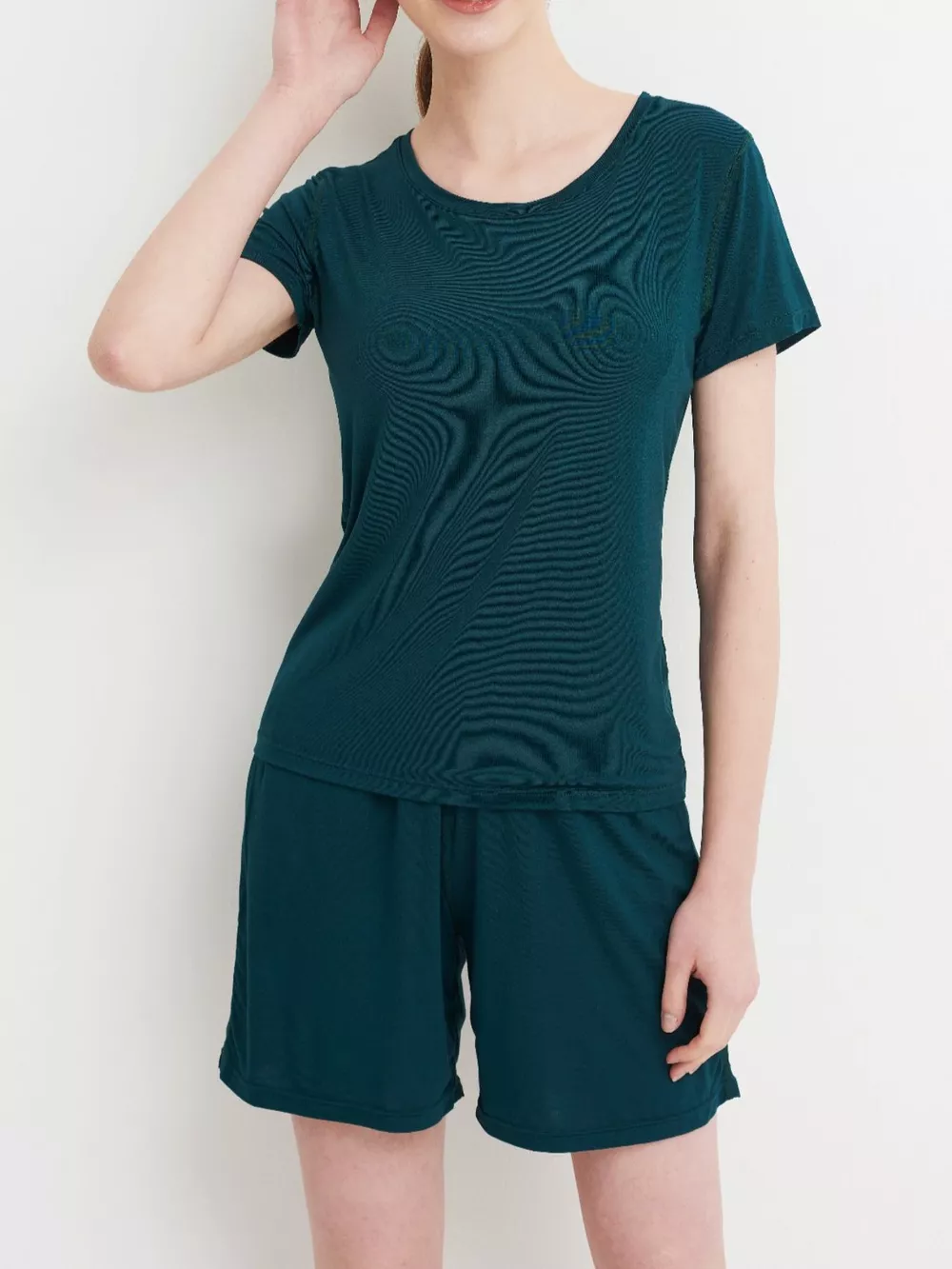 Plus Size Padded Round Neck Modal T-Shirt and Shorts Set, image 20