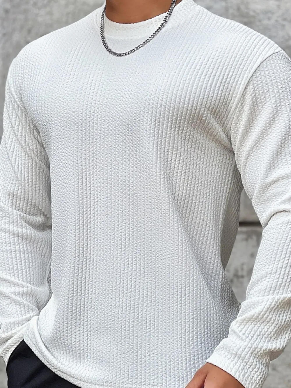 Men's Plus Size Round Neck Long Sleeve T-Shirt, image 3