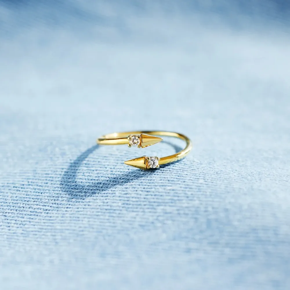 925 Sterling Silver Inlaid Zircon Bypass Ring, image 2