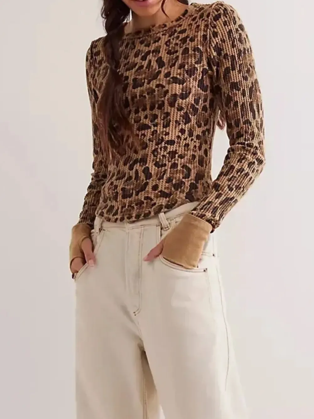 Floral Print Waffle Knit Top, image 9